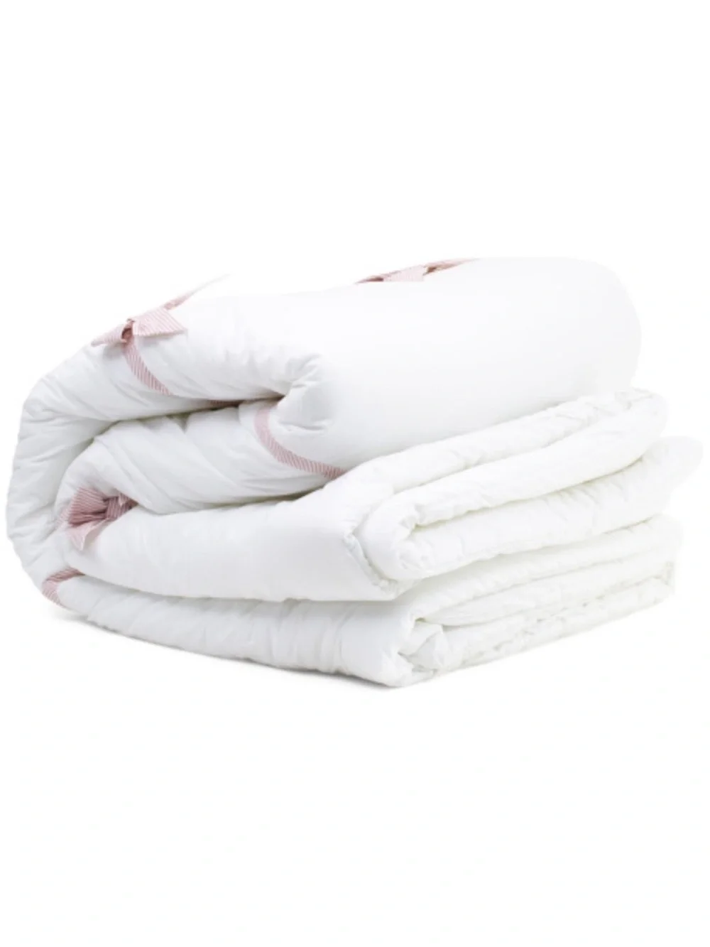 Rachel Zoe White Cotton Comforter Set with Blush Ribbon Detail